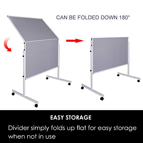 Newpute FBB-GREY Gray Felt Board Cork Felt Bulletin Board, 60 '' X 48 '' Large Reversible Notice Board, Aluminum/Plastic Frame Double-Sided Foldable thumb #2