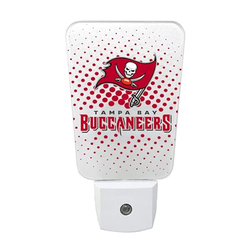 Party Animal NFL Team LED Night Light, with Auto Sensor and 3 Light Settings, Slim 5-Inch Design fits Standard Outlets, Tampa Bay Bucaneers