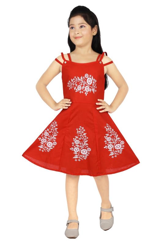 SUMITA CREATION Stylish Cotton Knee Length Frock Dress for Girls