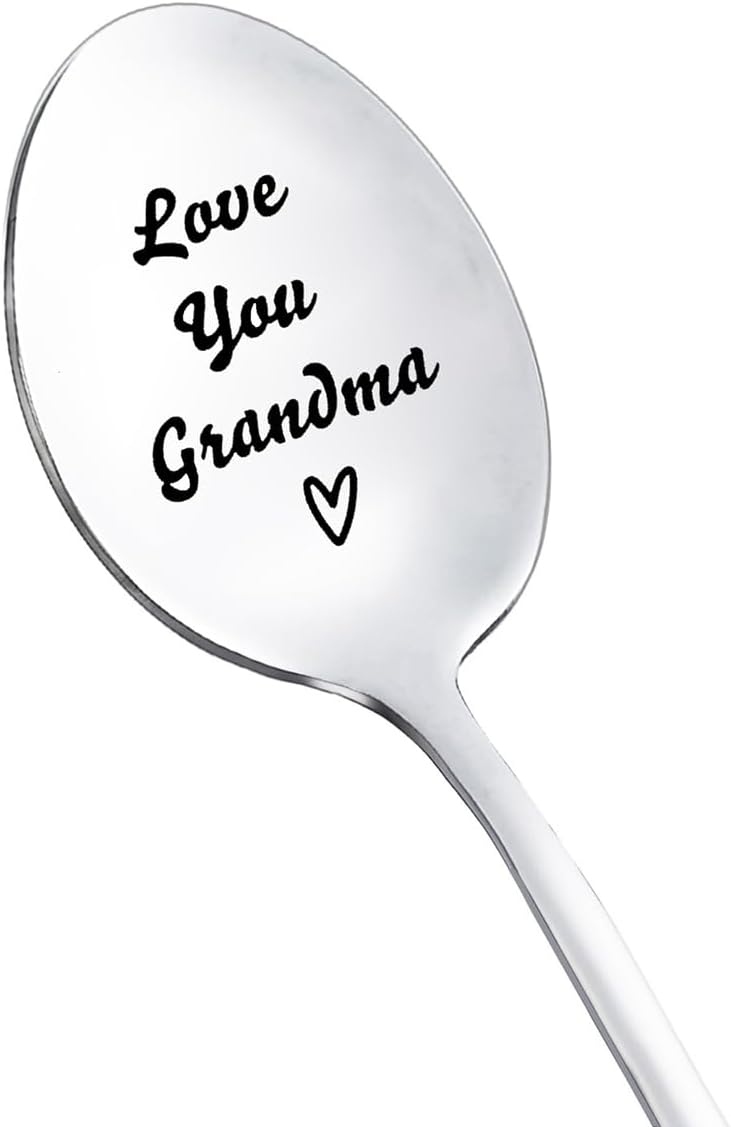 Mother's Day Christmas Gift for Grandma Grandmother Coffee Tea Lover Gifts Spoons for Granny Grandma Birthday Gifts from Grandchildren Grandkids We Love You Grandma Spoon Gift