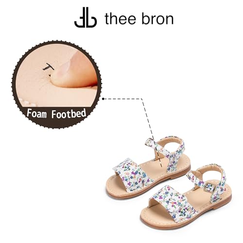 Image of THEE BRON Toddler Girls Vintage Open Toe Sandals Cushioned Comfy Summer Dress Shoes