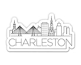 Squiddy Charleston South Carolina City Skyline - Vinyl Sticker for Car, Laptop, Notebook (5' Wide)