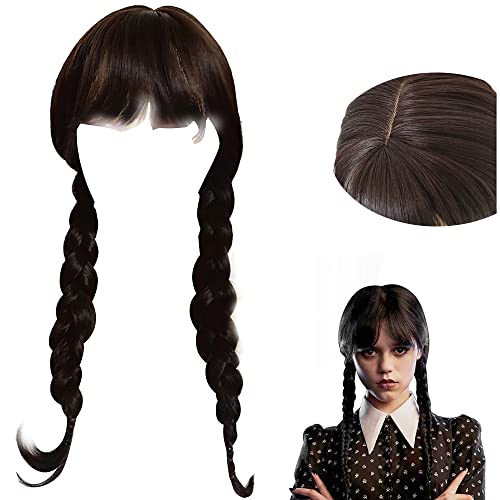 Wednesday Cosplay Set - Perücke Mit Haarnetz & Latex Hände Für Halloween & Karneval