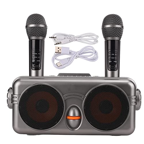 Máquina de Karaokê, com 2 Microfones e Bateria Embutida de Grande Capacidade, Bluetooth, Disco U Out