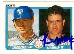 George Canale Kevin Maas autographed baseball card 1990 Fleer #641 (Brewers Yankees) Prospects