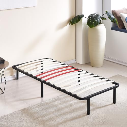 SAMPUR - Sommier OrthoFlex | Résistant et Confortable | Zone Lombaire renforcée | Cadre métal laqué époxy | Montage Rapide et Facile (90x190 cm, avec Pied)