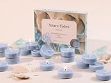 DEVI Ocean Breeze Highly Scented Tea Lights Candles 48 Pack, 3.5-4 Hours Natural Palm Tea Candles for Home Scented, Small Blue Votives with Natural Essential Oils for Gifts