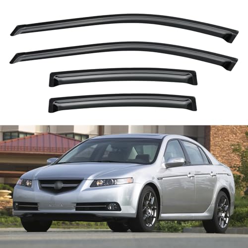 Image of Window Visors Rain Guards for 2004 2005 2006 2007 2008 Acura TL, Out-Channel Window Vent Wind Deflectors Visors Shades for 04 05 06 07 08 Acura TL