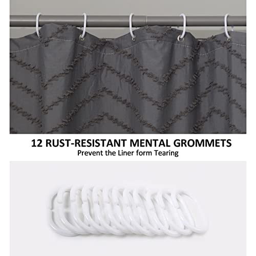 Grey Boho Shower Curtain Tassel Woven Fabric Shower Curtain 72' X 72' Modern Farmhouse Textured Tufted Chevron Striped Minimalist Bathroom Shower Curtain #TOP6
