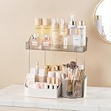 Corkovia Make-up Organizer 2 Ebenen, 360°-Drehbarer Schminktisch Skincare Organizer,...
