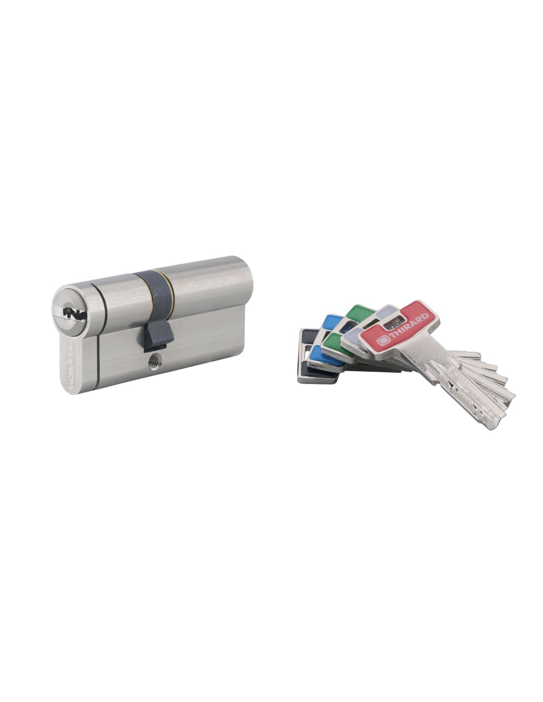 THIRARD Cylindre de serrure double entrée T2, anti-effraction, 30 x 40 mm | Finition nickel, 5 clés fournies, double entrée, usage résidentiel, haute sécurité, installation facile, standard européen