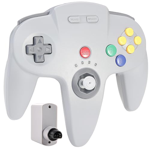 SAFFUN Wireless N64 Controller Made for N64 Console, 2.4 GHz Receiver, Gray
