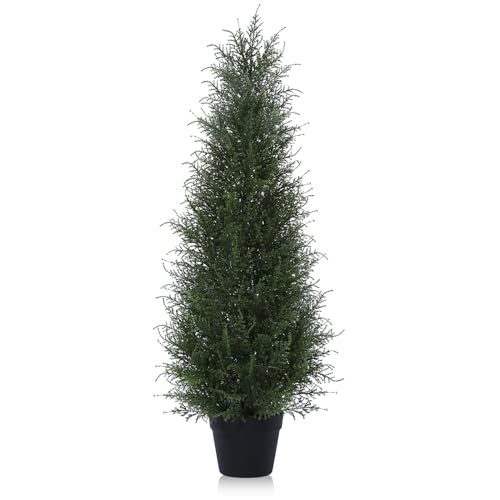 Kazeila Planta Artificial Exterior 90cm Cedro Tree Artificial con Maceta UV Arbol Artificial Ideal para Decoración Porche Jardín Balcón(1Pack)