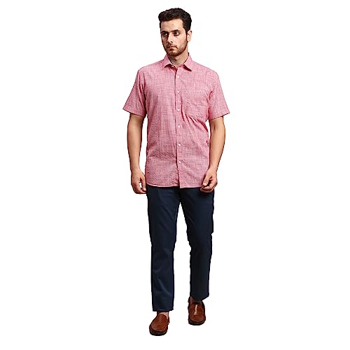Image of Colorplus Men's Pure Cotton Solid Piece Dyed Pattern Contemporary Fit Flat Front Casual Trouser