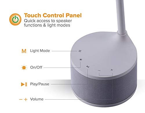 Bostitch Office LED Dimmable Desk Lamp with Bluetooth Speaker & USB Port, Energy Efficient, 5.5W, Natural Daylight, White (VLED1817WHITE-BOS) - Image 3