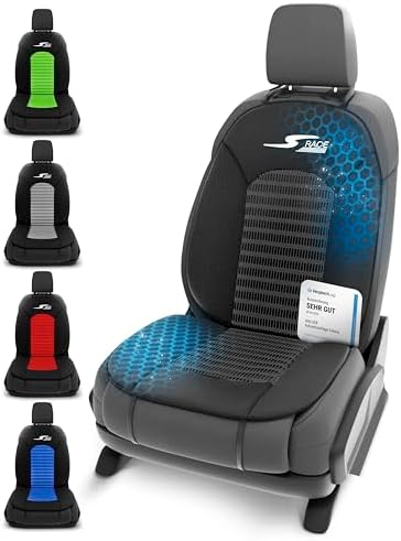 WALSER CarComfort stoelkussen S-Race, Onderscheiding Zeer Goed* universeel stoelkussen en zitonderlegger, stoelbeschermer voor personenautos en vrachtwagens zwart