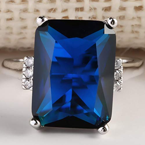 AQUALITYS Mode Grande Bague en Pierre Bleue Bijoux de Charme Femmes CZ Anneaux de Mariage promesse Bague de fiançailles Dames Accessoires Cadeaux