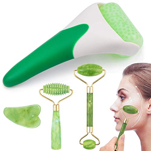 EAONE 4 in 1 Ice Roller Jade Roller Eyes Facial Massage Kits Skin