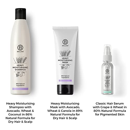 Image of Brillare Professional Heavy Moisturising Shampoo, Hair Mask & Classic Hair Serum, Deeply Nourishes, Repairs & Smoothens Hair, Shampoo 300ml + Mask 125g + Serum 100ml