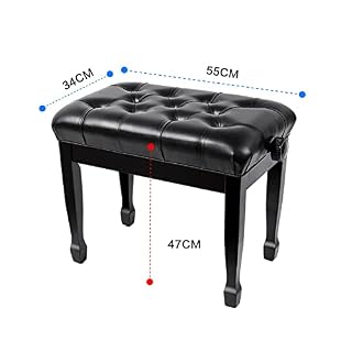 TEmkin Banc de Piano à Levage Automatique, Tabouret de Piano en Cuir de Luxe avec Pieds élégants en Fer à Cheval, 55 x 34 x 47-57 cm, Noir - Les Beatles, Paul McCartney, John Lennon, RIngo Starr, George Harrison TEmkin Banc de Piano à Levage Automatique, Tabouret de Piano en Cuir de Luxe avec Pieds élégants en Fer à Cheval, 55 x 34 x 47-57 cm, Noir – Image 2