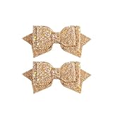 3" Sparkly Sequin Hair Clips - Glitter Alligator Barrettes for Kids, Teens, Toddlers - Gold