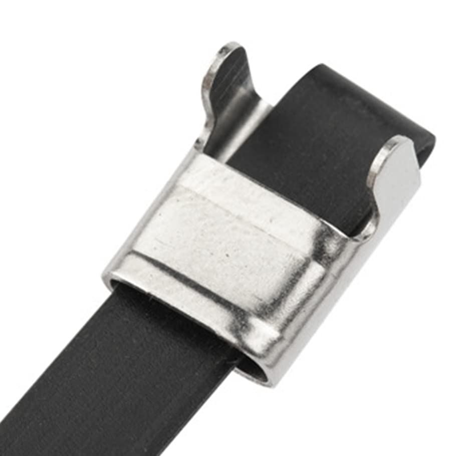 25 piezas de ataduras autolock de acero inoxidable recubiertas de plástico para organización y gestión de cables eléctricos, plantas y cercas miniatura 2