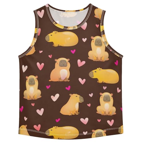 J JOYSAY Cartoon Capybara Heart Boys Tank Top Sleeveless Muscle Shirts Quick Dry Kids T-Shirts 3-15T