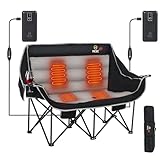 Nice C Heated Camping Chair with Battery, Outdoor Heated Folding Chairs, Double Padded Camping Chair for Adults, Camping Couch, with Cooler Bag, 2 Power Banks Included (Black&Grey)