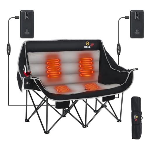 Silla de Camping Doble Calefactable Nice C NC-POWERBANK Negro y Gris miniatura 1
