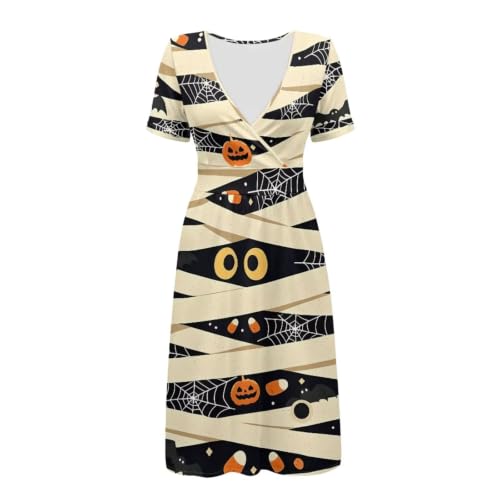 Image of Women's Summer Dresses Short Sleeve Formal Dresses with Pockets