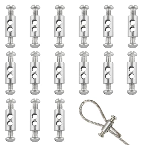 XENQITO 15 Pièces Serre Cable Inox, Duplex Clips Serre-Câbles, Serre Cable Acier Duplex Clips, Tendeur Cable Inox avec Écrous d’Extrémité pour...