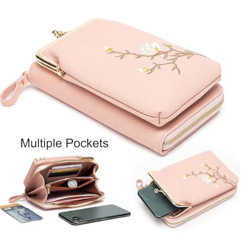 Women Sling Cross-Body Wallet with Mobile Cell Phone Holder, Crossbody Phone Leather Purse Cell Bags with Shoulder Rope4