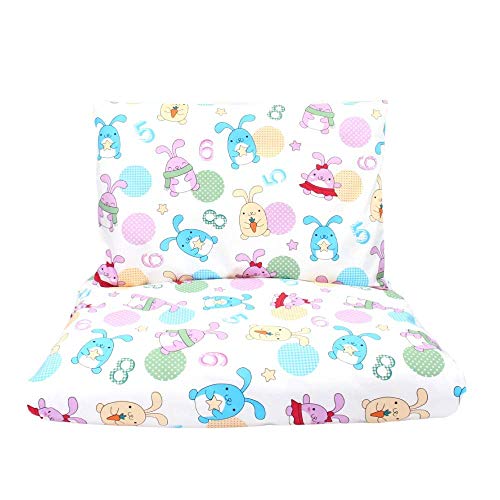 Callyna ® - Parure de lit: Housse de Couette 135x100 cm et taie d'oreiller 60x40 cm. 100% Coton. 100% Union Européenne. Lapins Colorés Cover