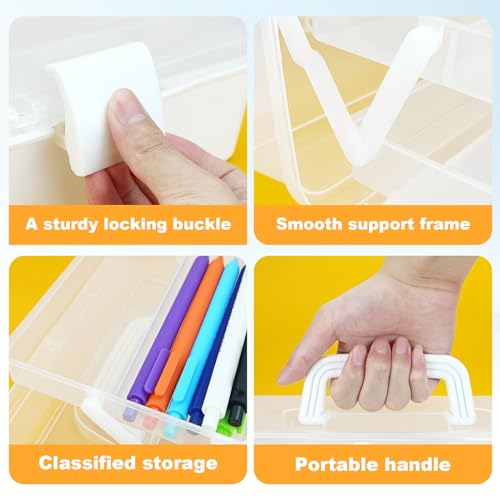 Image of Tackle Box Organizers and Storage,9.8inch Craft Organizers and Storage,Three-Layer Sewing Box With 2 Trays,Medicine Storage Box With Handle For Nail、Makeup、Diamond Painting、Building Blocks (White)