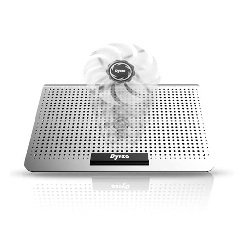Image of Dyazo Aluminum Laptop Cooling pad | Laptop Stand with Fan | Notebook Cooler | Cooling Fan with Height Settings Compatible for MacBook, Lenovo, Hp & Other laptops upto15.6 Inches (Silver)