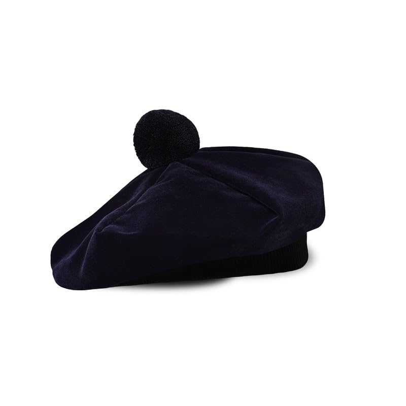 Scottish Tam O’ Shanter Hat Tartan Bonnet Pom Pom Wool Flat Cap One Size