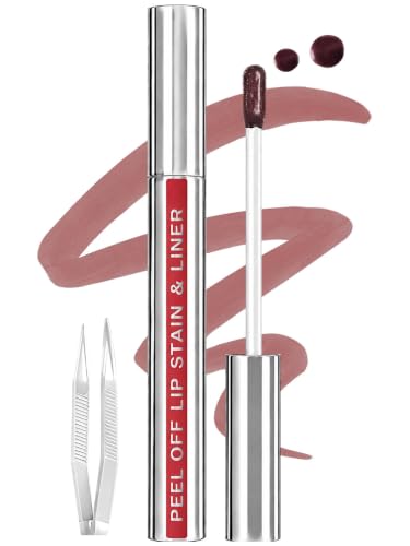 Image of Lip Stain Peel Off Lip Liner Stain with Tweezer, Long Lasting Matte Lip Tint Tattoo, Highly Pigmented Color Lip Makeup, Waterproof Lipstick, Transfer-proof Lipstain for Women, Rose Pink