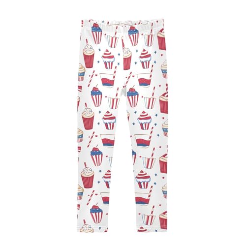 ALAZA Girls' Leggings Children's Yoga Pants Skinny Printed Dance Icecream Flag Comfortable 4T