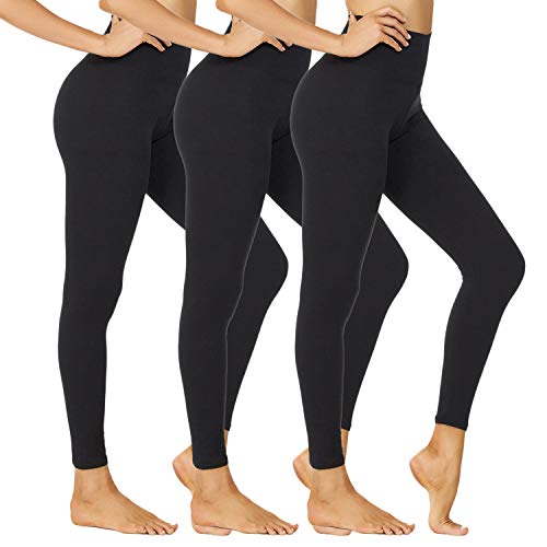 NexiEpoch 2 Pack High Waisted Leggings for Women - Buttery Soft Tummy Control Yoga Pants for Workout, Running - Reg & Plus Size, Small-Medium (Black Black Black
