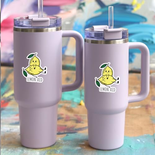 Calcomanía de vinilo de limón impermeable y resistente para botellas de agua 5