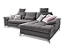 Produktbild Cavadore Schlafsofa Castiel mit Federkern / Großes Sofa in L-Form mit Bettfunktion, Sitztiefenverstellung, Kopfstützen und XL-Longchair / 312 x 114 x 173 / Webstoff, Grau