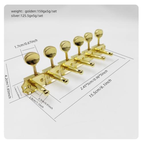 Bffcnl 6 Pièces Mécanique D'Réglage en Ligne Semi-Fermée Fiable Mécanique Semi-Fermée Professionnel pr Luthiers, Or – vue 6