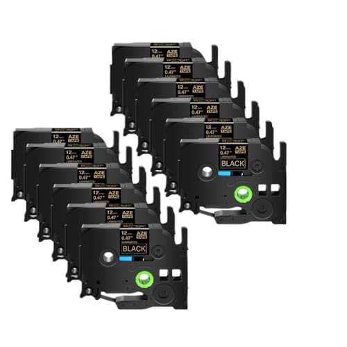 10PCS 5PCS 12mm���x���e�[�vTZ TZE-231 TZE-241 PT-H110���x���v�����^�[�p�̃��~�l�[�g�e�[�v(10PK Gold on Black)