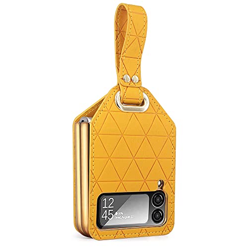 Coque Samsung Z Flip 4 en faux cuir matelassé luxe avec support bague élégant