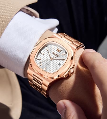 Image of OLEVS Watches for Men Original Analog Quartz Casual Stainless Steel Day Date Waterproof Luminous Men Wrist Watch