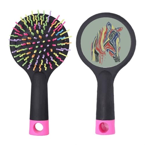 Brosse à cheveux démêlante coussin au motif de pinto animal coloré graffiti pour salon