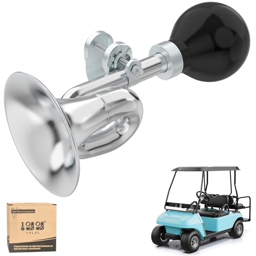 10L0L Golf Cart Bugle Horn Retro Chrome Snail Air Horn for Yamaha EZGO Club Car | Loud & Classic Safety Horn | Universal Fit for Golf Carts Bikes Boats | Stainless Steel & Weatherproof