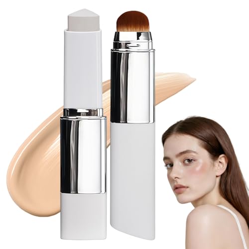 IWIDYA Base de maquillaje barra Charming con brocha, crema blanca cambia de color, corrector alta cobertura, resistente al agua y sudor (Natural)
