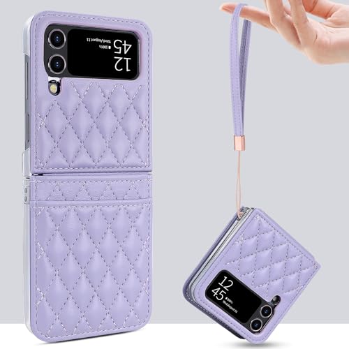 Protection charnière Samsung Z Flip 4 anti-chute violette en cuir