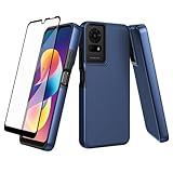 Ailiber for TCL 50 LE Phone Case, TCL K24/TCL K23 Case with Screen Protector, Dual Layer Shockproof Protective, Silicone Bumper Non Slip Back, Heavy Duty Rugged Cell Phone Cover-Blue